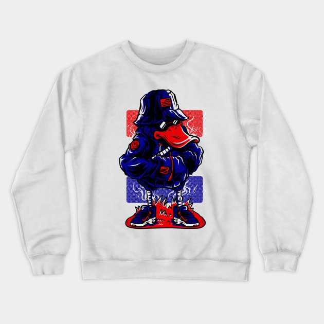 Dapper Duck Character Blue Red Crewneck Sweatshirt by BradleyHeal